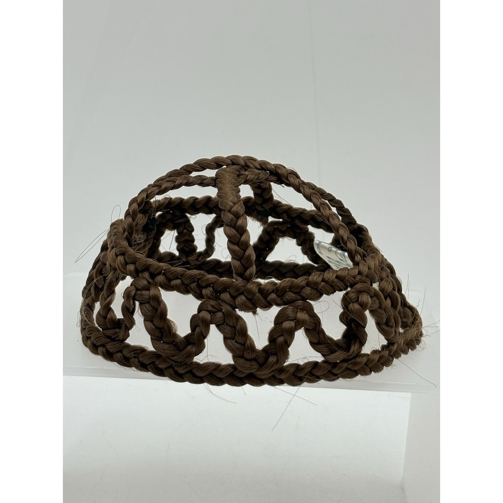 Vintage 1950s Edith Imre Human Hair Braided Bun Cover Made France Brown